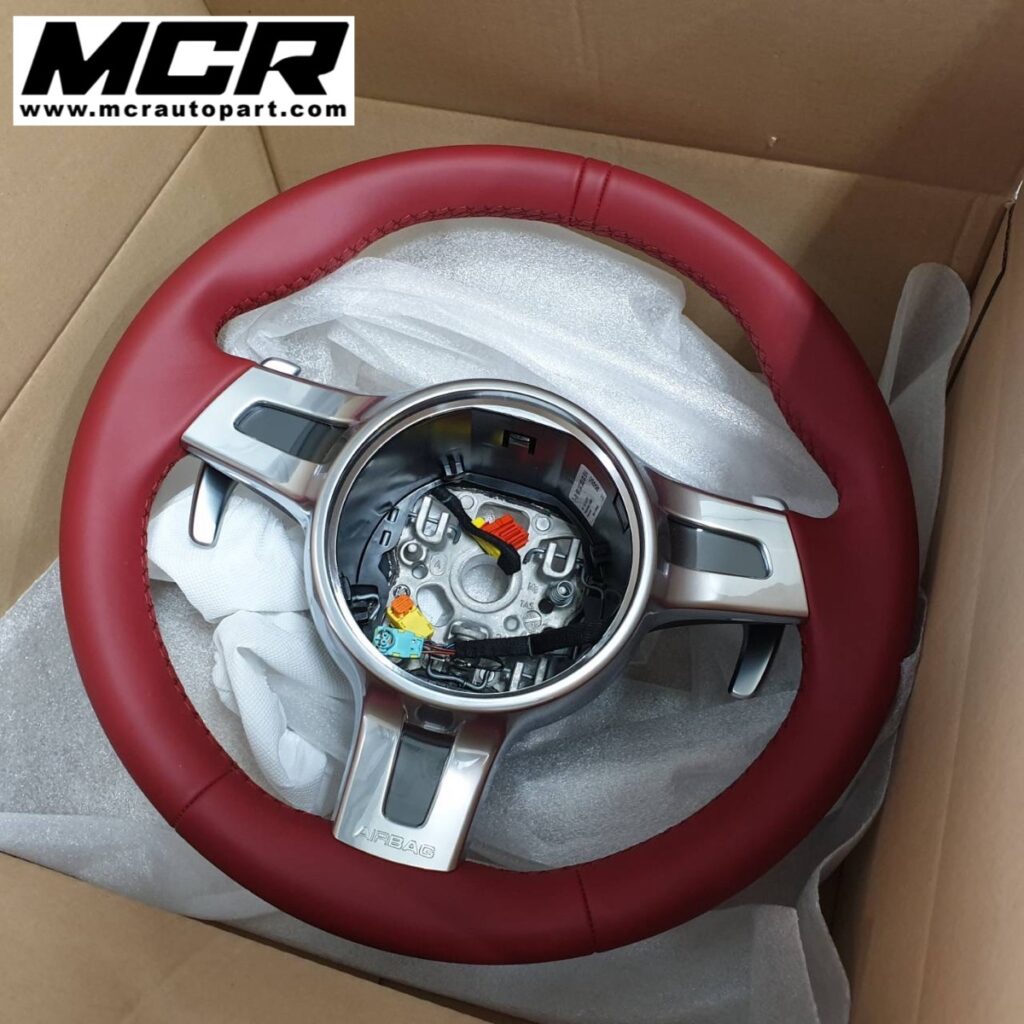 พวงมาลัย Porsche pdk สี Carrera red อะไหล่แท้ จาก MCR Autoparts