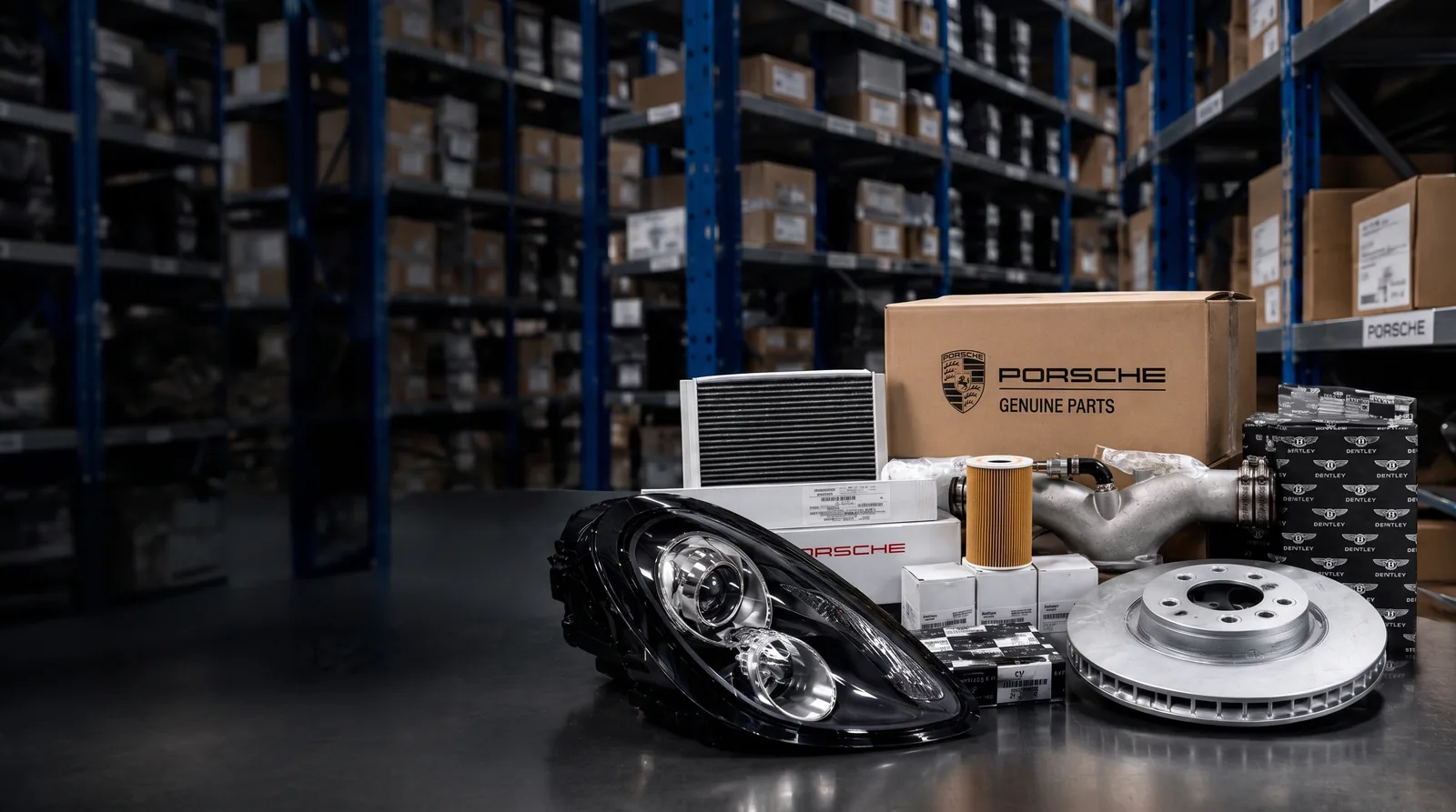 อะไหล่แท้ Porsche และ Bentley ไฟหน้า จานเบรก ไส้กรอง พร้อมกล่อง Porsche Genuine Parts ในคลังสินค้า MCR Autoparts